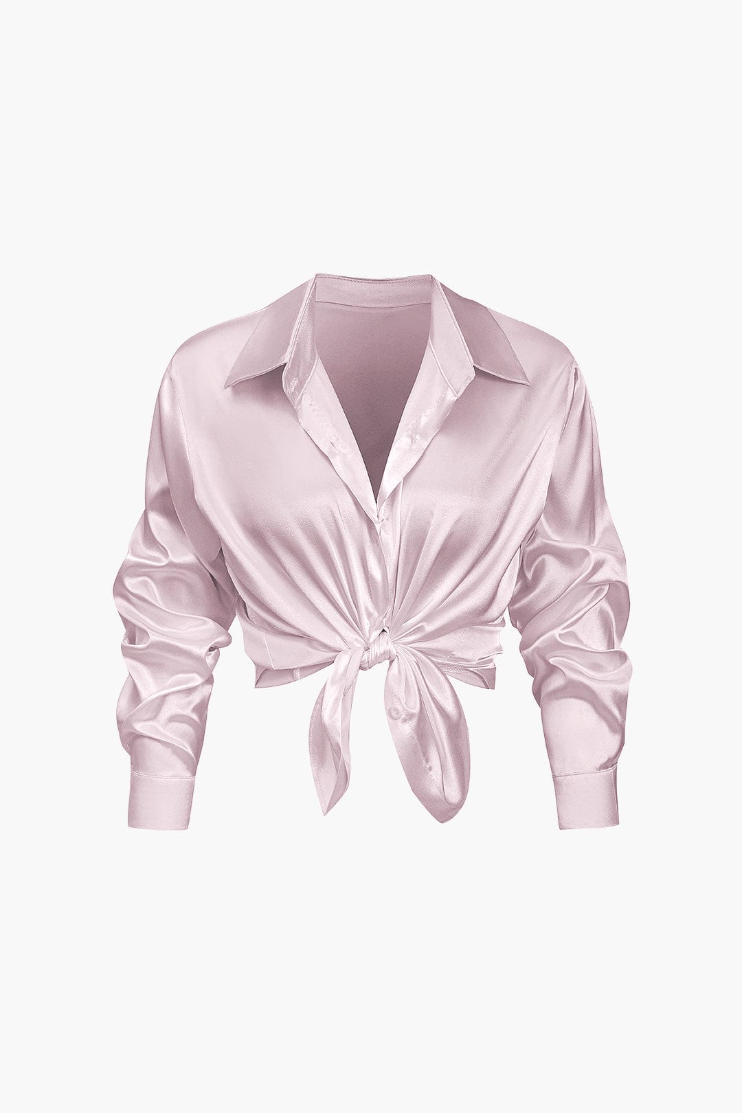 Damenbluse Langarm Seiden-Satin Elegante Bluse