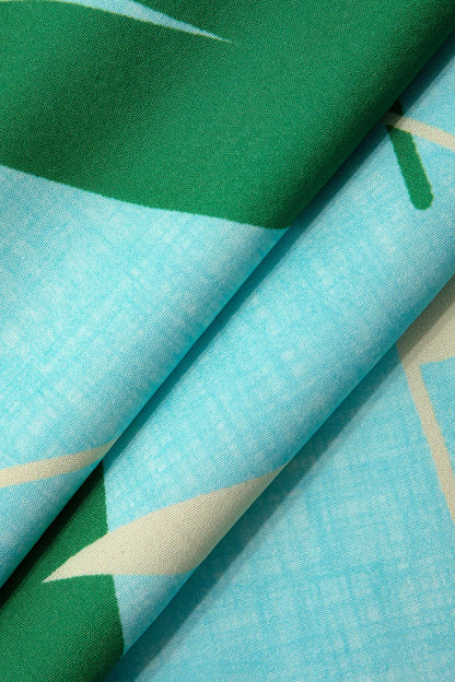 Damen Zweiteiler Baumwolle Knoten-Oberteil Bambus-Print-Hose