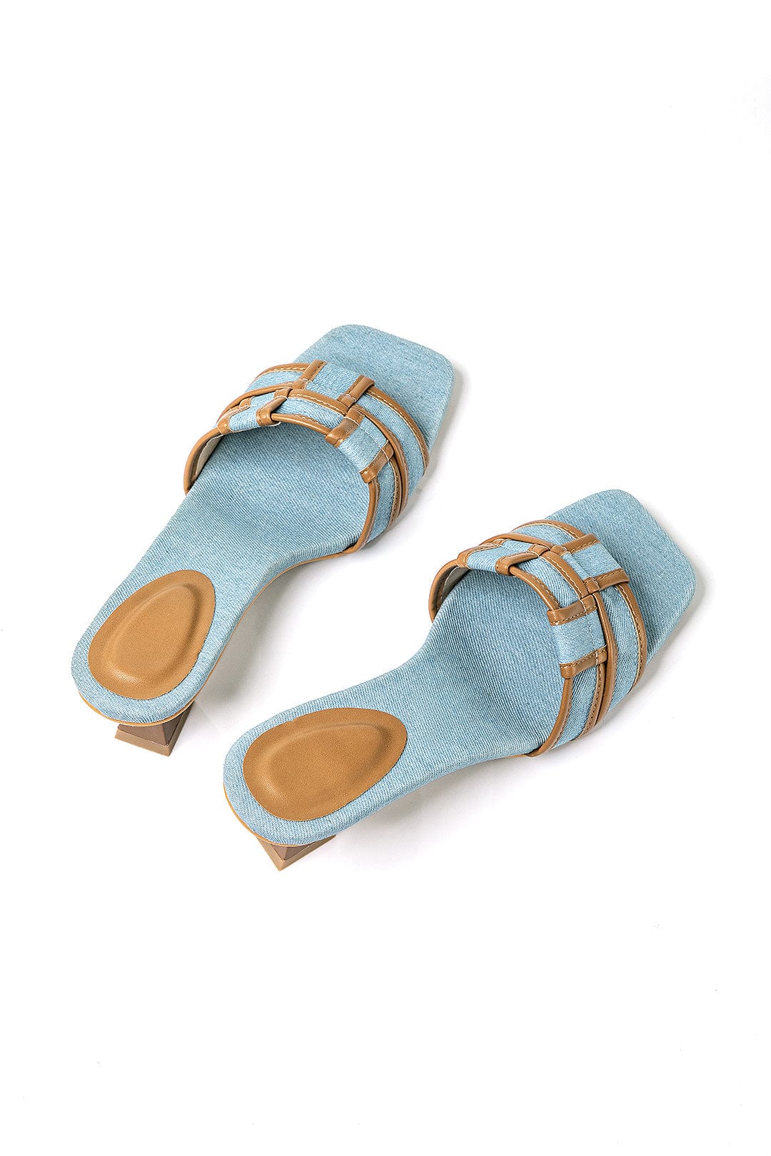 Damen Mules Denim Blockabsatz Elegantes Design