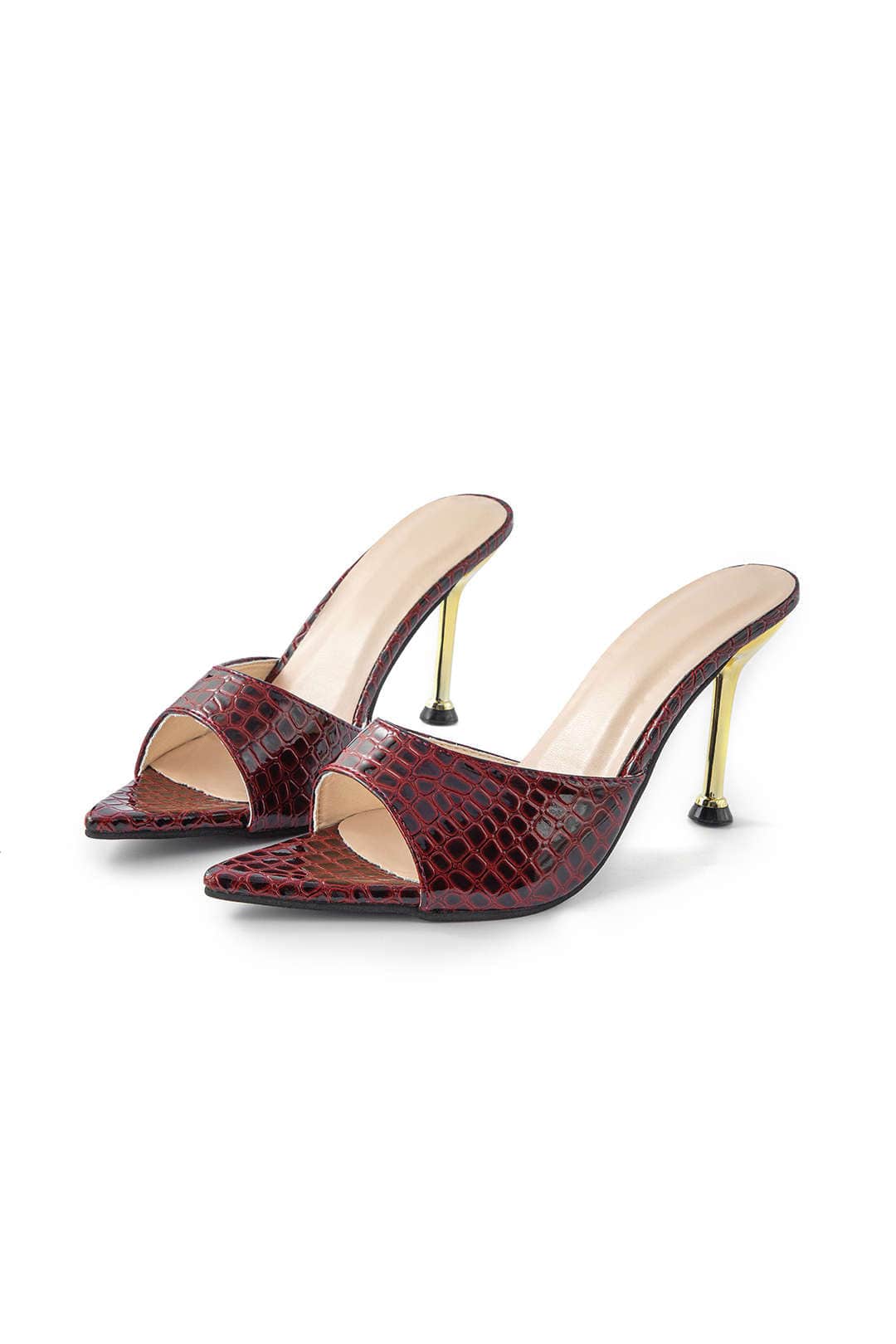 e Damen High Heels Mule aus Leder Elegant