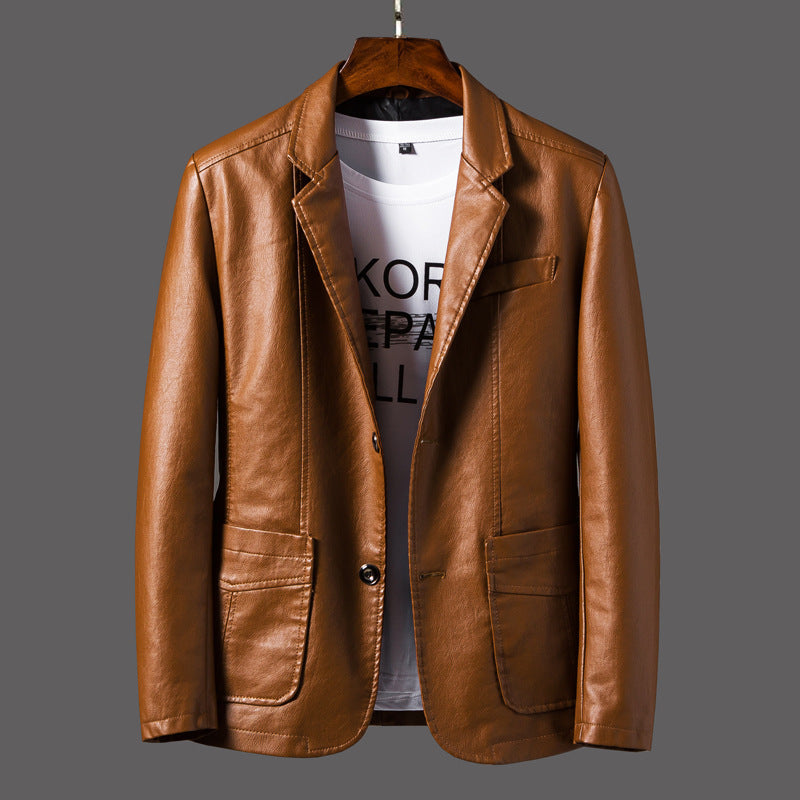 Herren Ledermantel Elegante Lederjacke Mit Reißverschluss