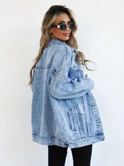 Damen Oversized Jeansjacke Groß Trendy