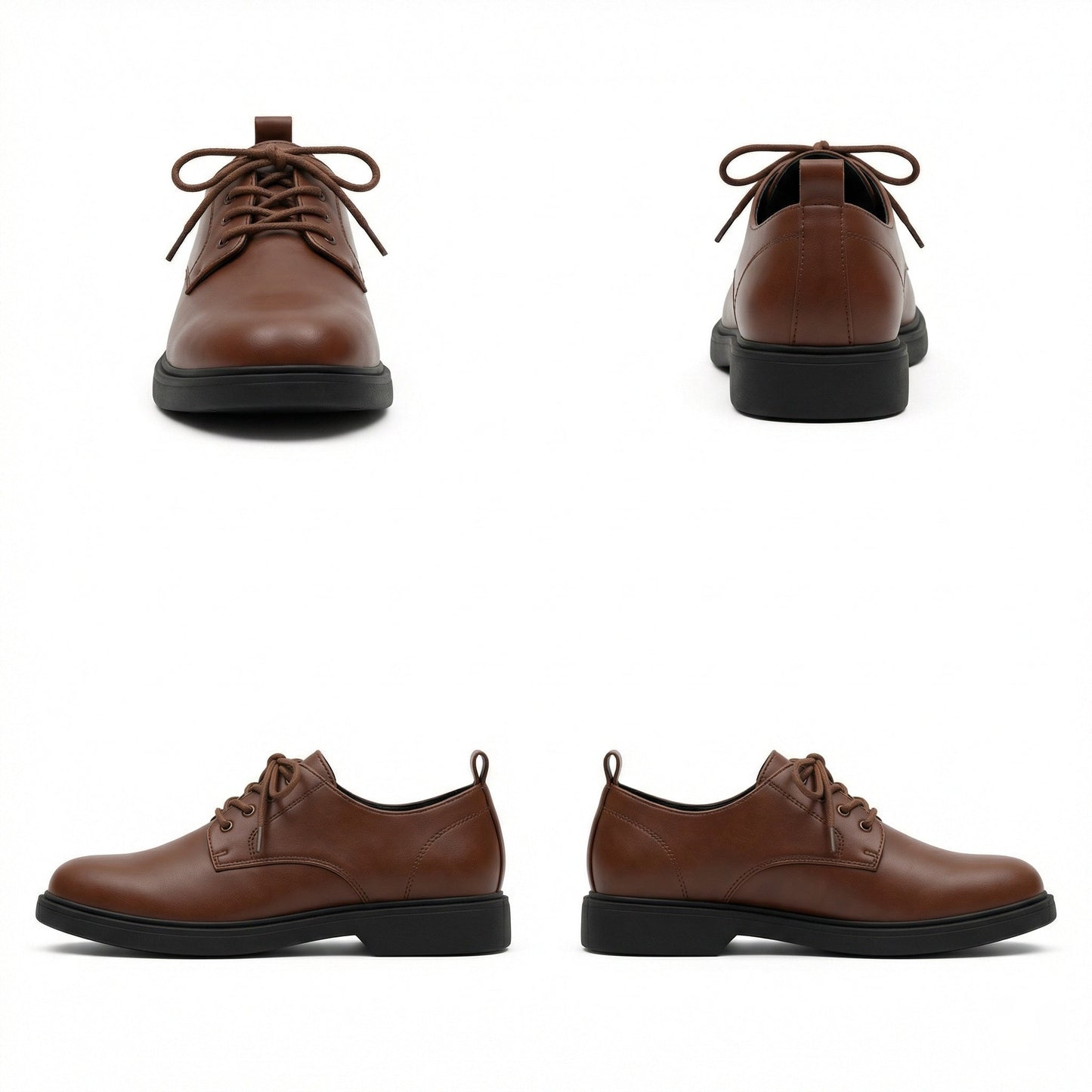 Herren Leder Schnürschuhe Rutschfeste Sohle Schwarz - Norvielle