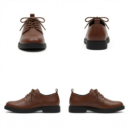 Herren Leder Schnürschuhe Rutschfeste Sohle Schwarz - Norvielle