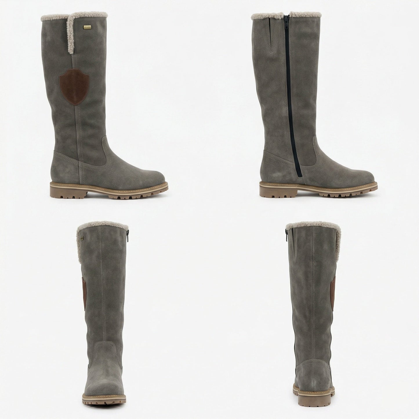 Damen Plattformstiefel Vintage Stil Leder Braun - Norvielle