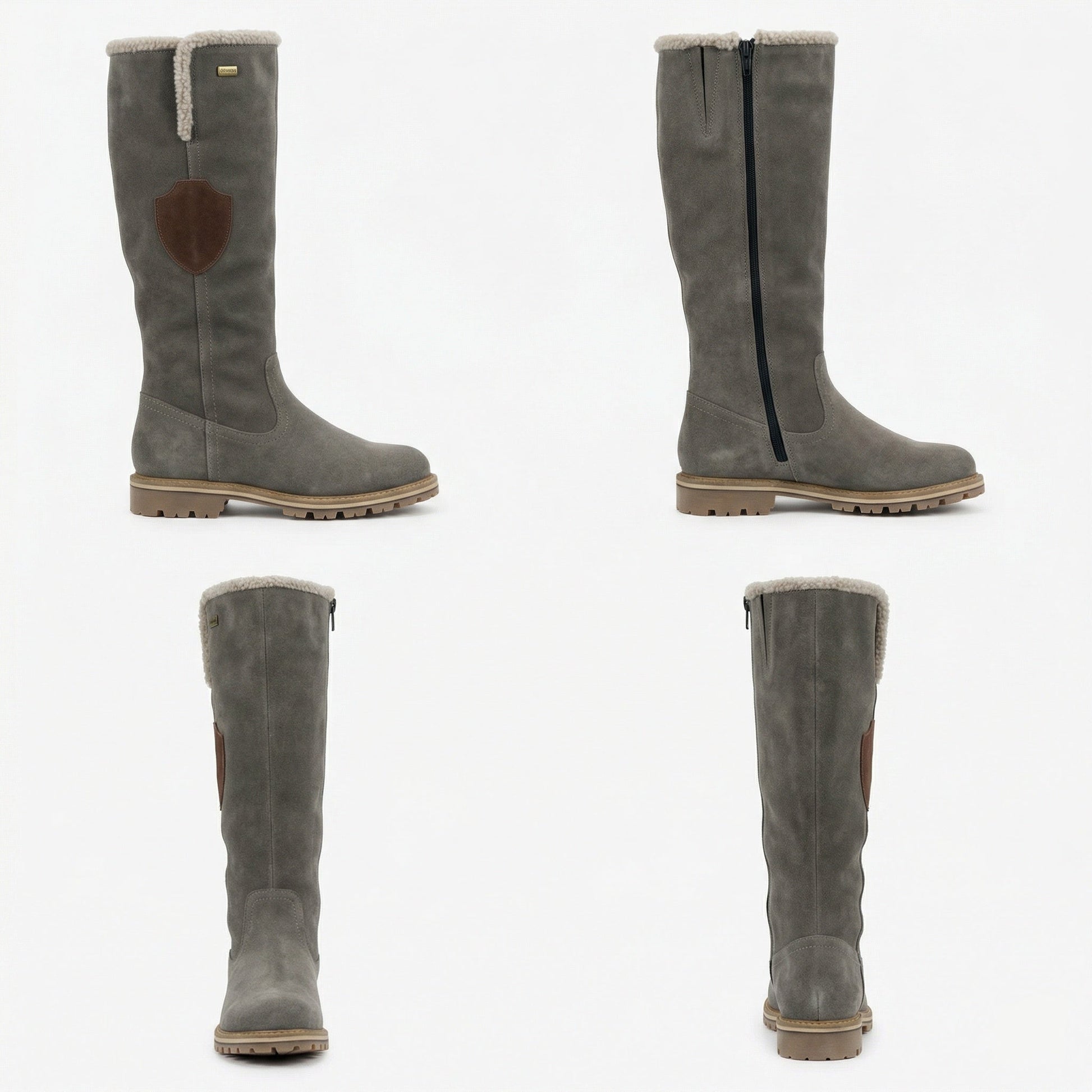 Damen Plattformstiefel Vintage Stil Leder Braun - Norvielle