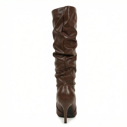 Damen High Heels Stiefel Gerafft