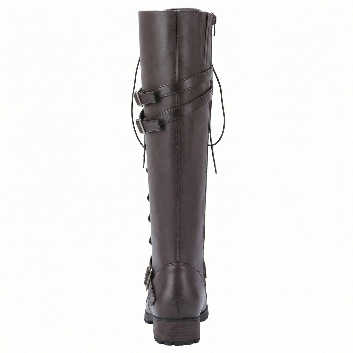 Damen Steampunk Stiefel Leder Vintage Braun