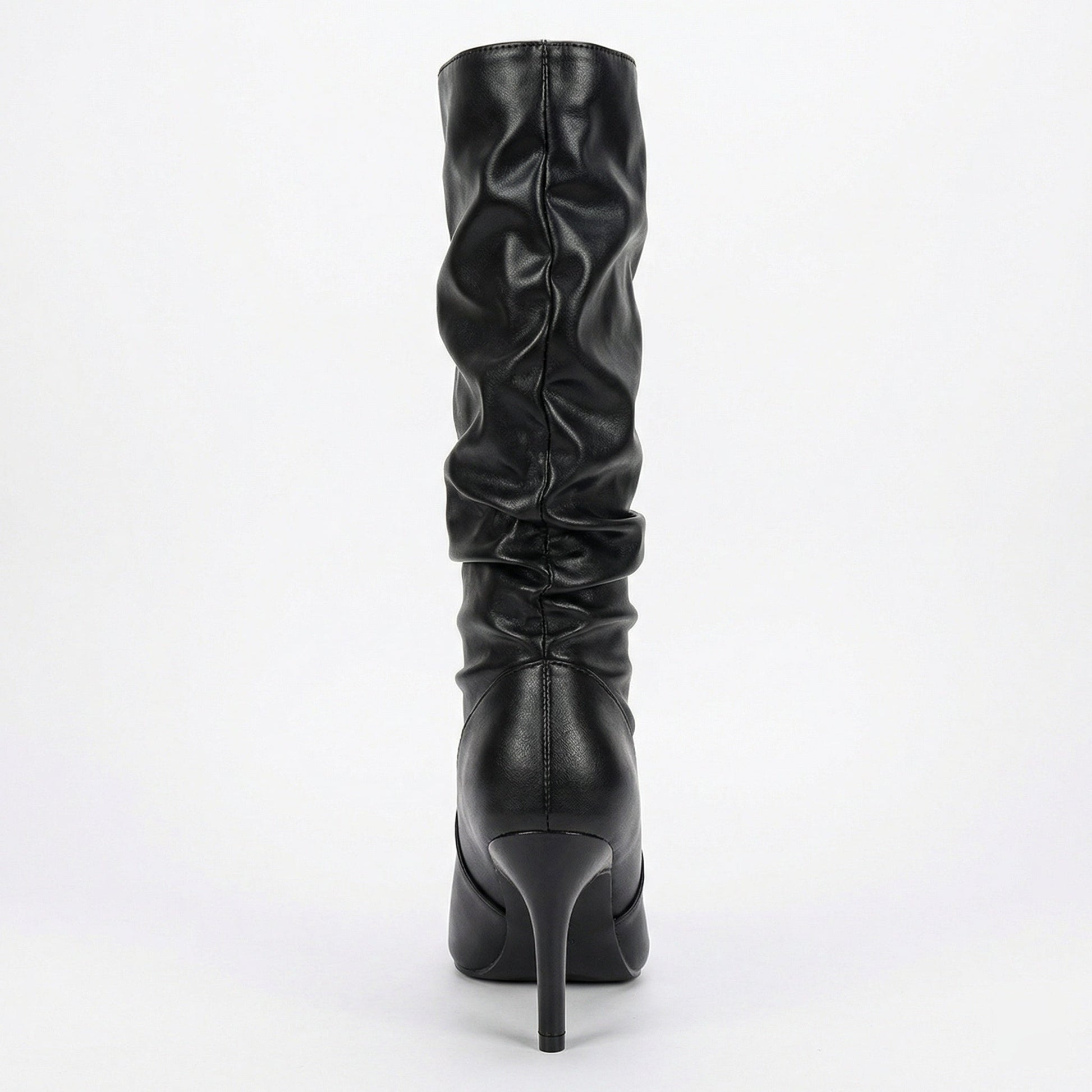 Damen High Heels Stiefel Gerafft Schwarz - Norvielle