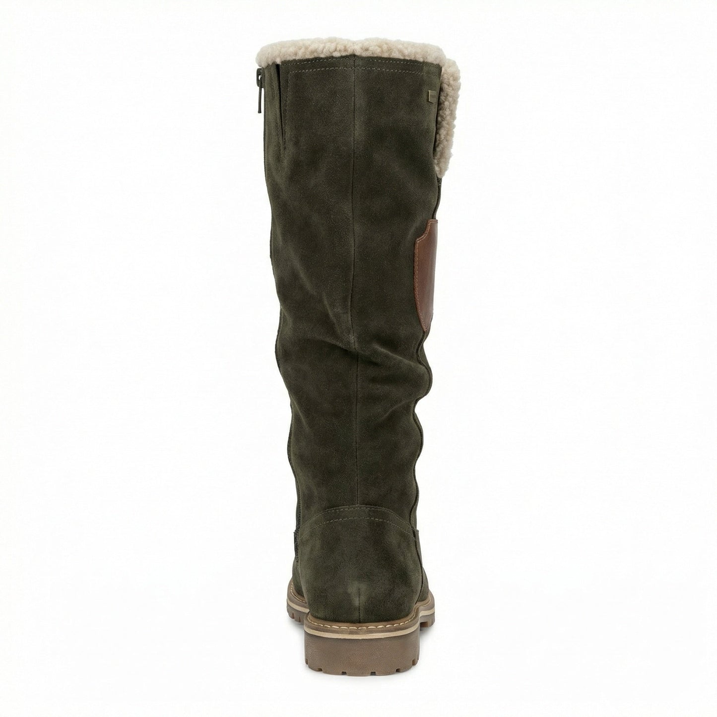 Damen Plattformstiefel Vintage Stil Leder Braun
