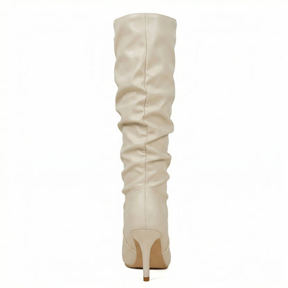 Damen High Heels Stiefel Gerafft