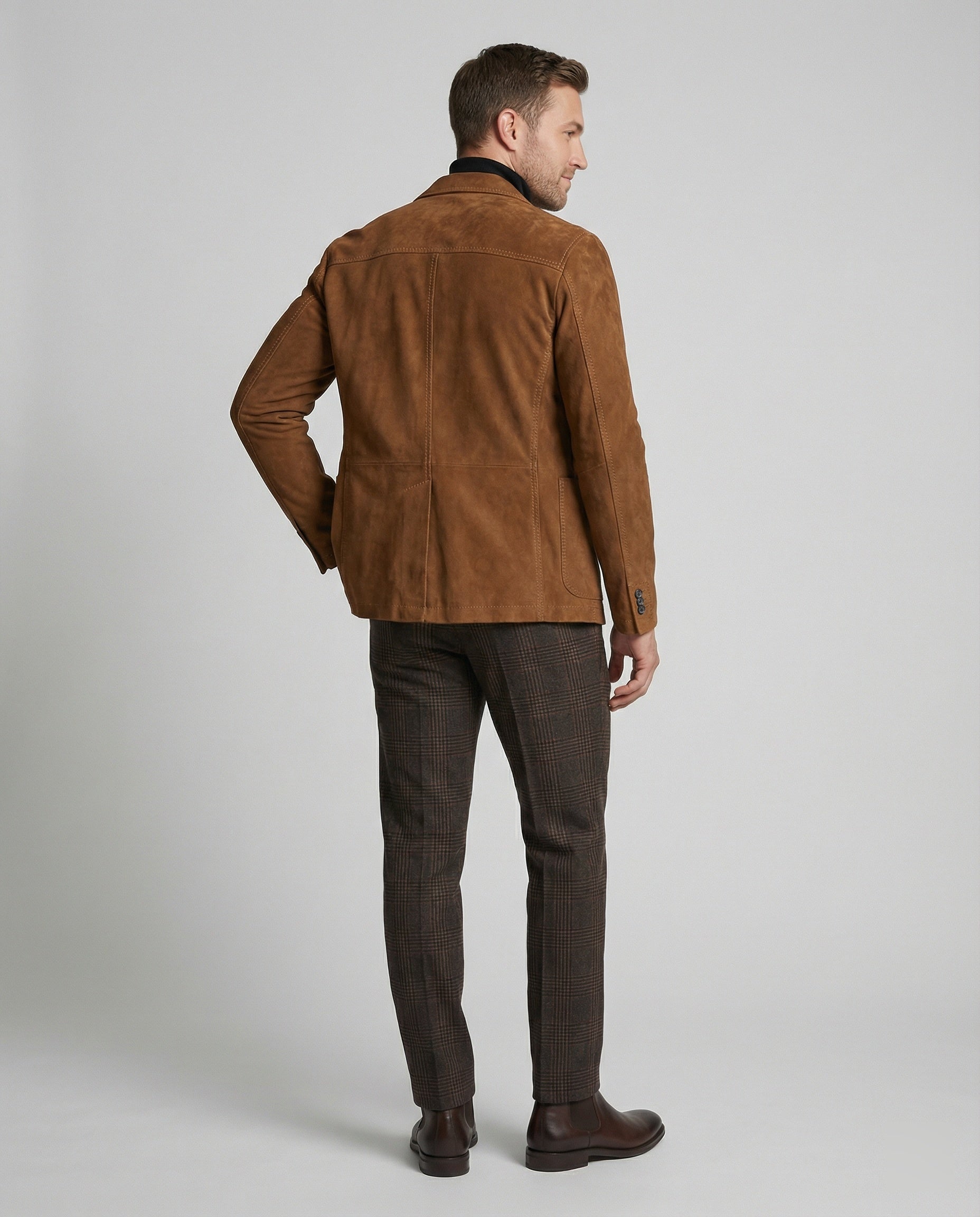 Herren Lederblazer Slim Fit Braun - Norvielle