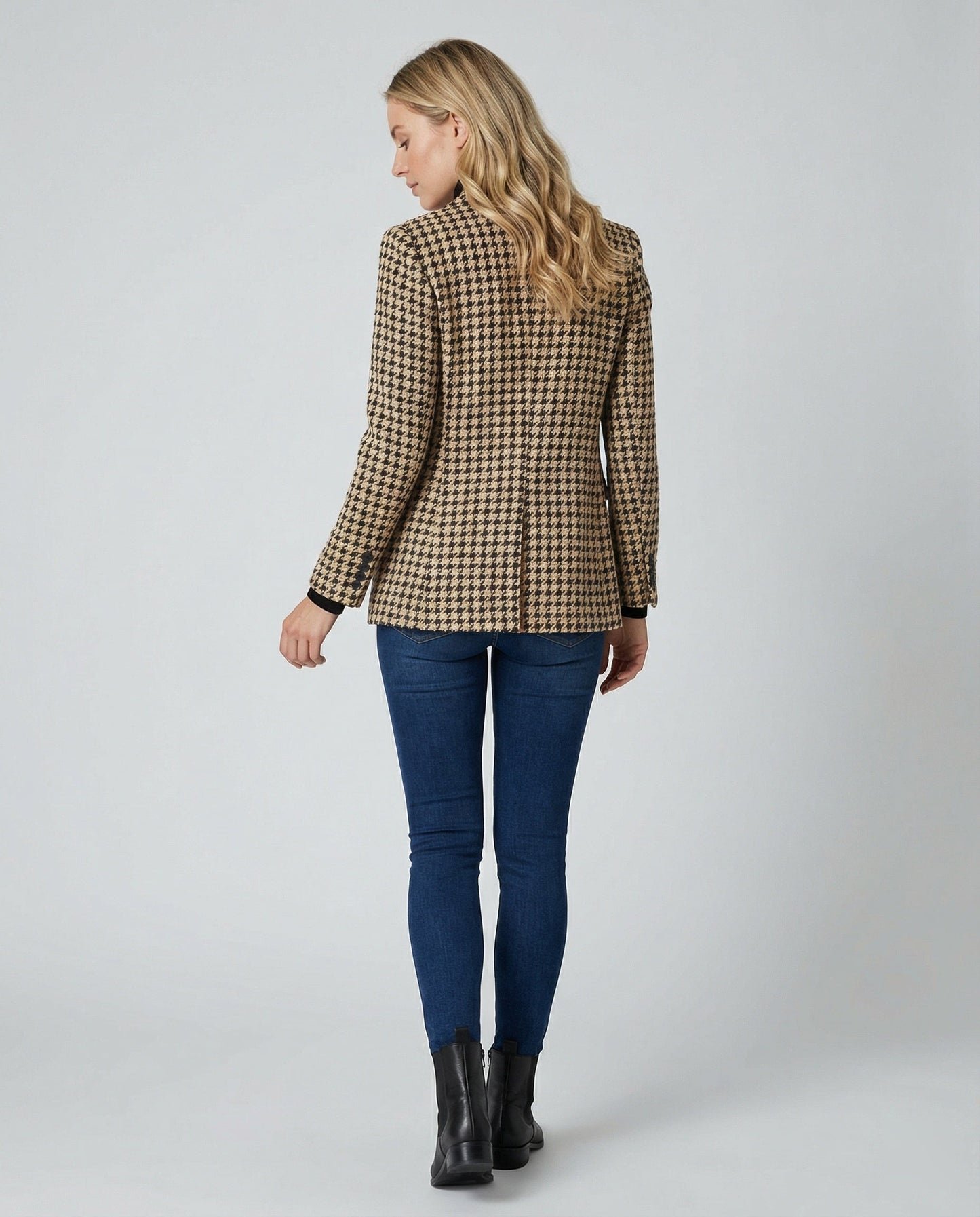 Damen Karo Blazer Modern Kaschmir