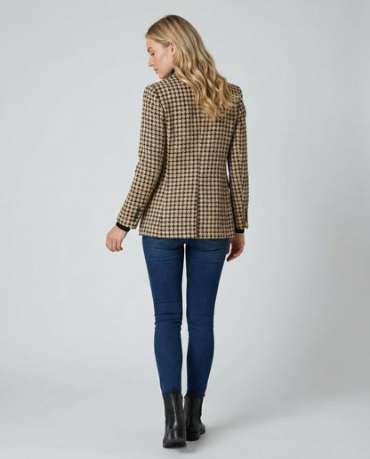 Damen Karo Blazer Modern Kaschmir