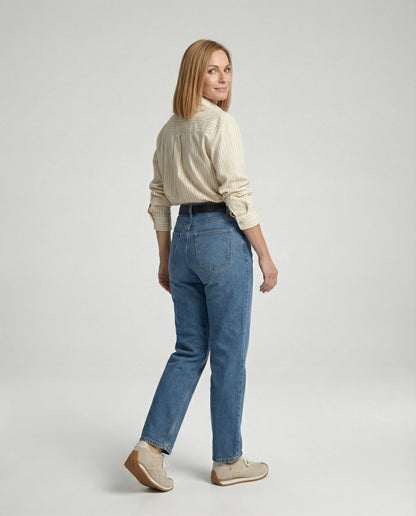 Damen Bluse Streifenmuster Elegantes Slimfit-Modell