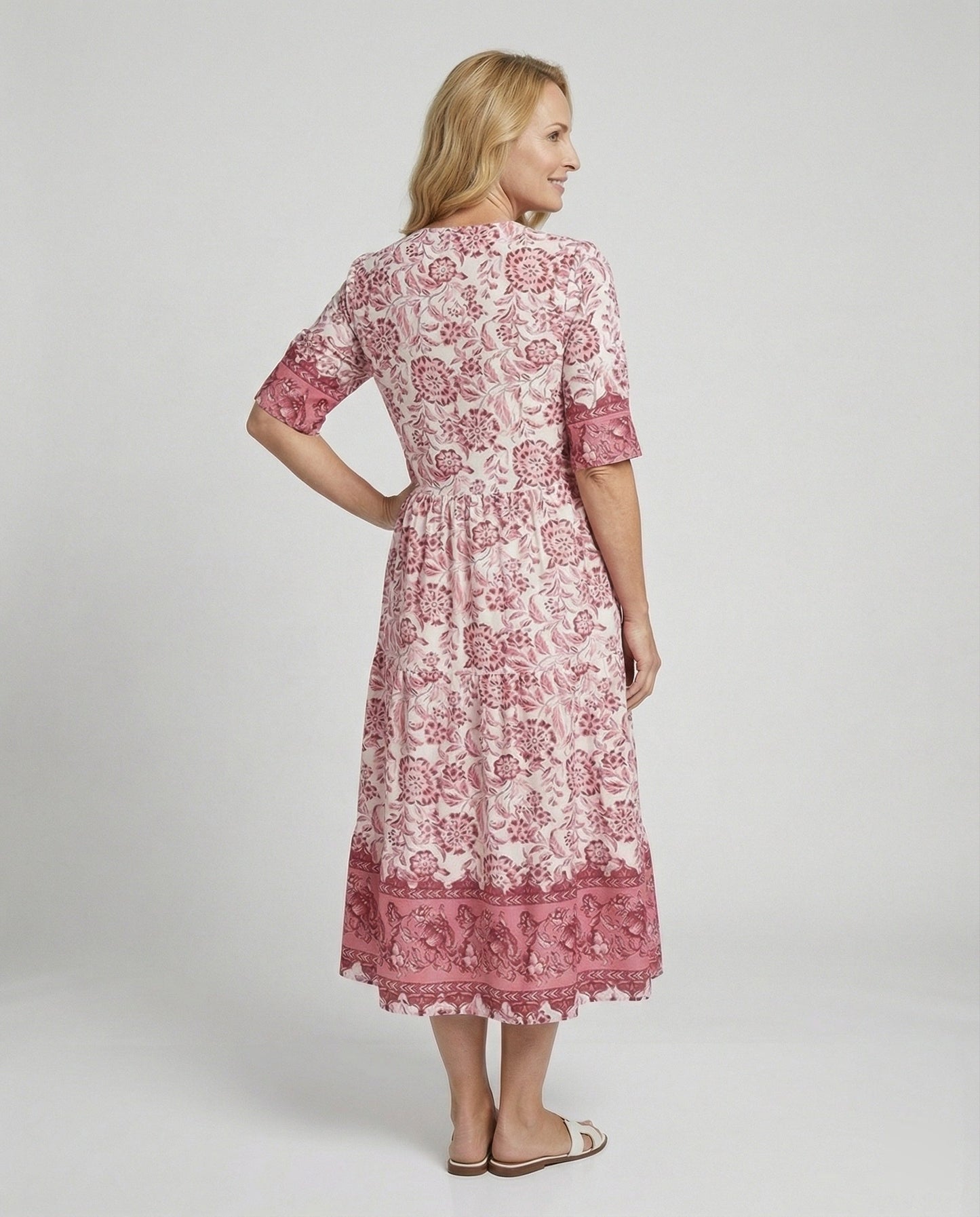 Damen Langkleid Blumenmuster Sommerkleid