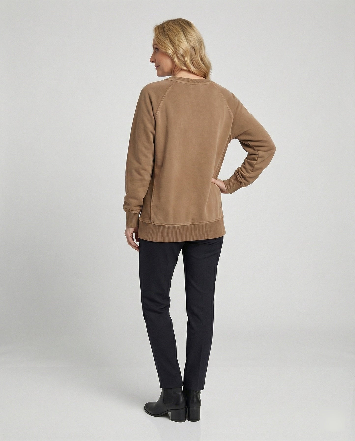 Kaschmir Sweatshirt Damen V-Ausschnitt Bequem Grau