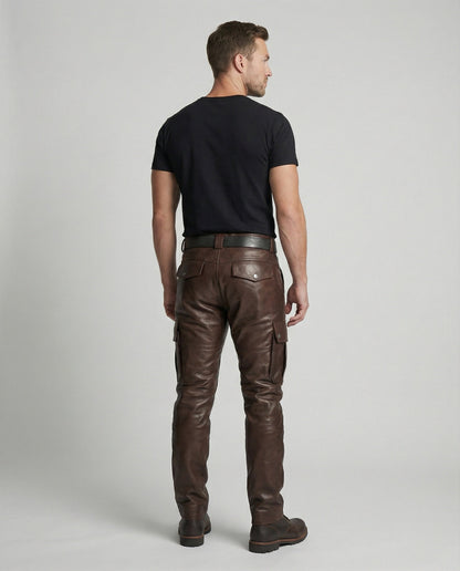 Herren Lederhose Cargo Robust Mit vielen Taschen