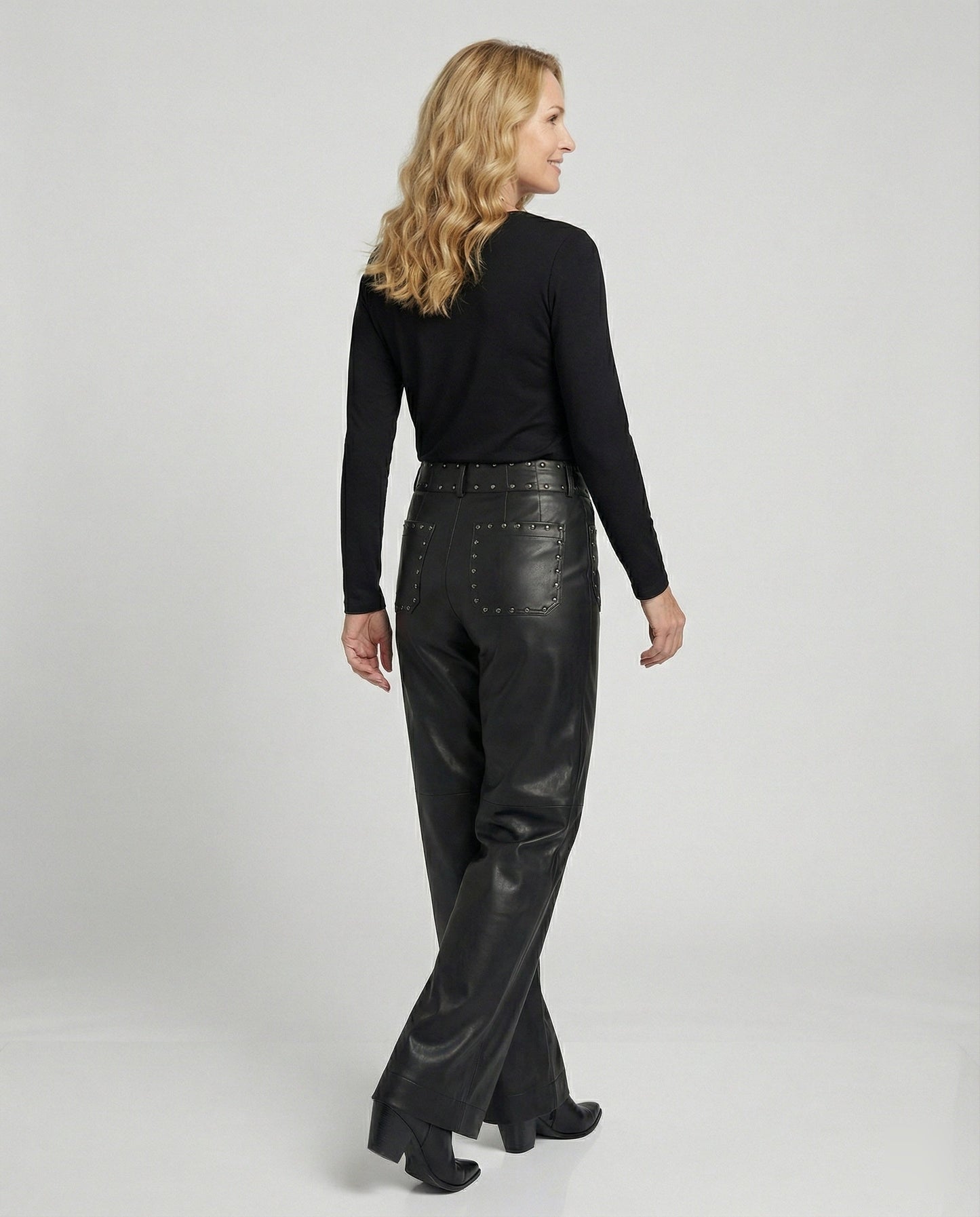 Damen Kunstlederhose Nieten