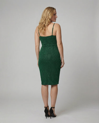 Damen Wickelkleid Hochgeschlitzt Glitzernd