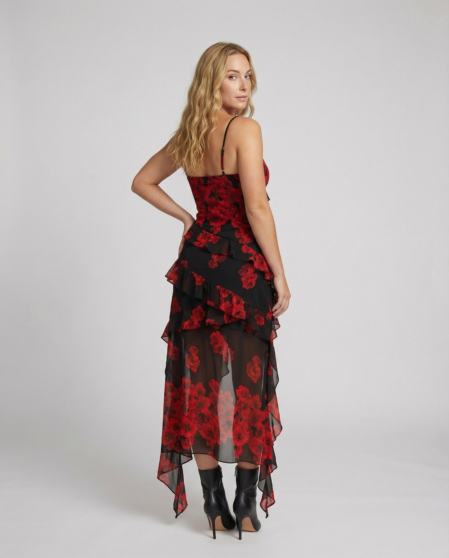 Damen Minikleid Asymmetrisch Blumenmuster Modern