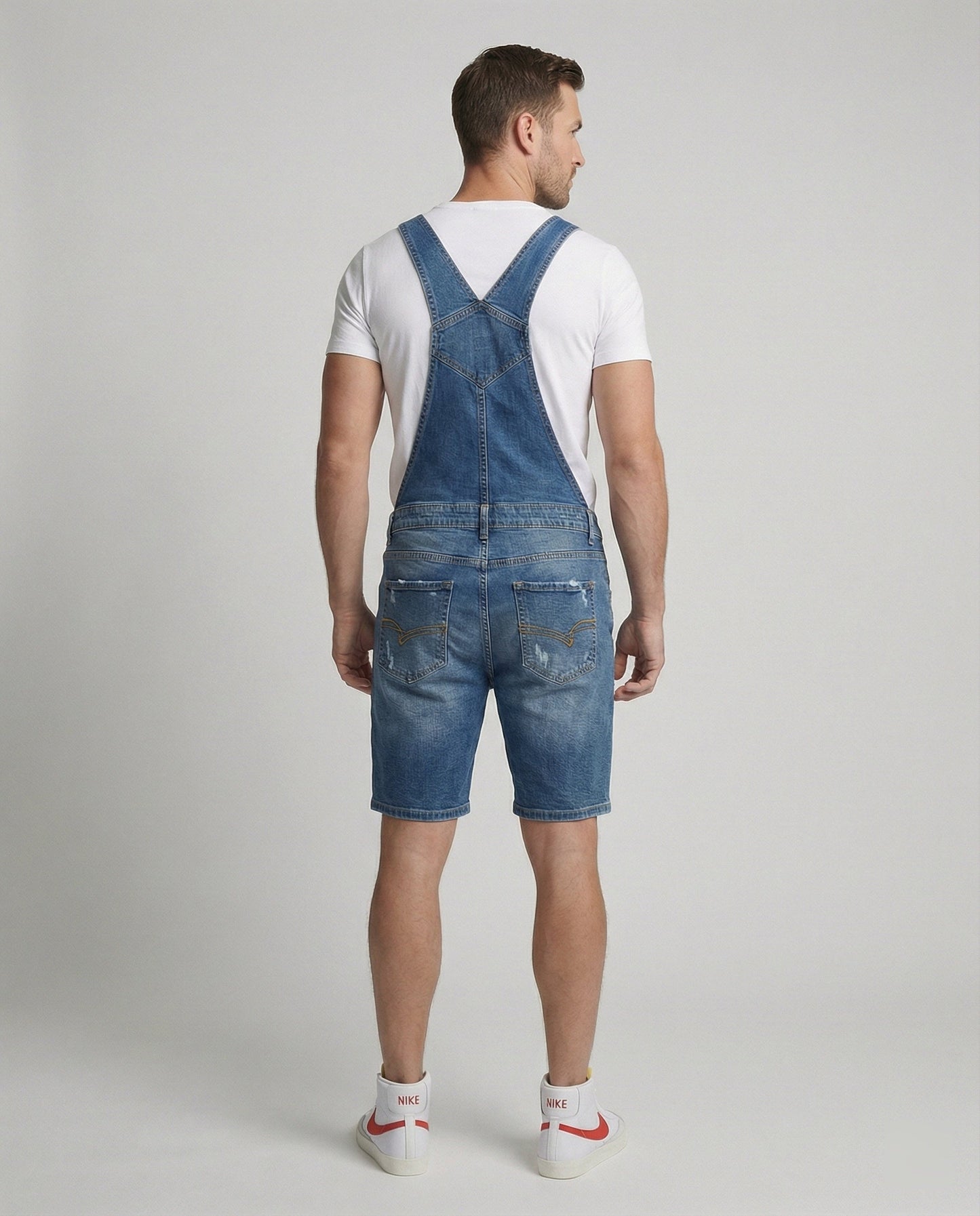 Herren Latzhose Used-Look Abnehmbare Träger Jeans