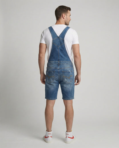 Herren Latzhose Used-Look Abnehmbare Träger Jeans