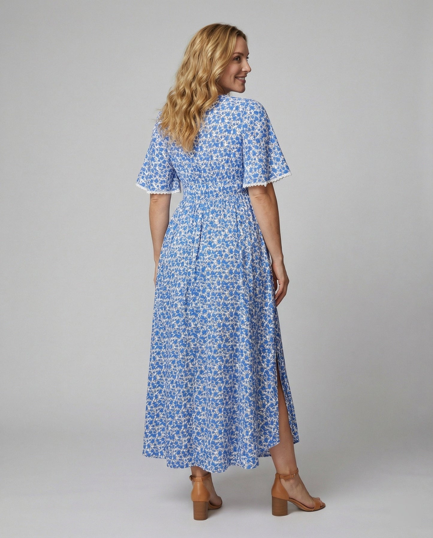 Damen Maxikleid Blumenmuster Lang Sommer