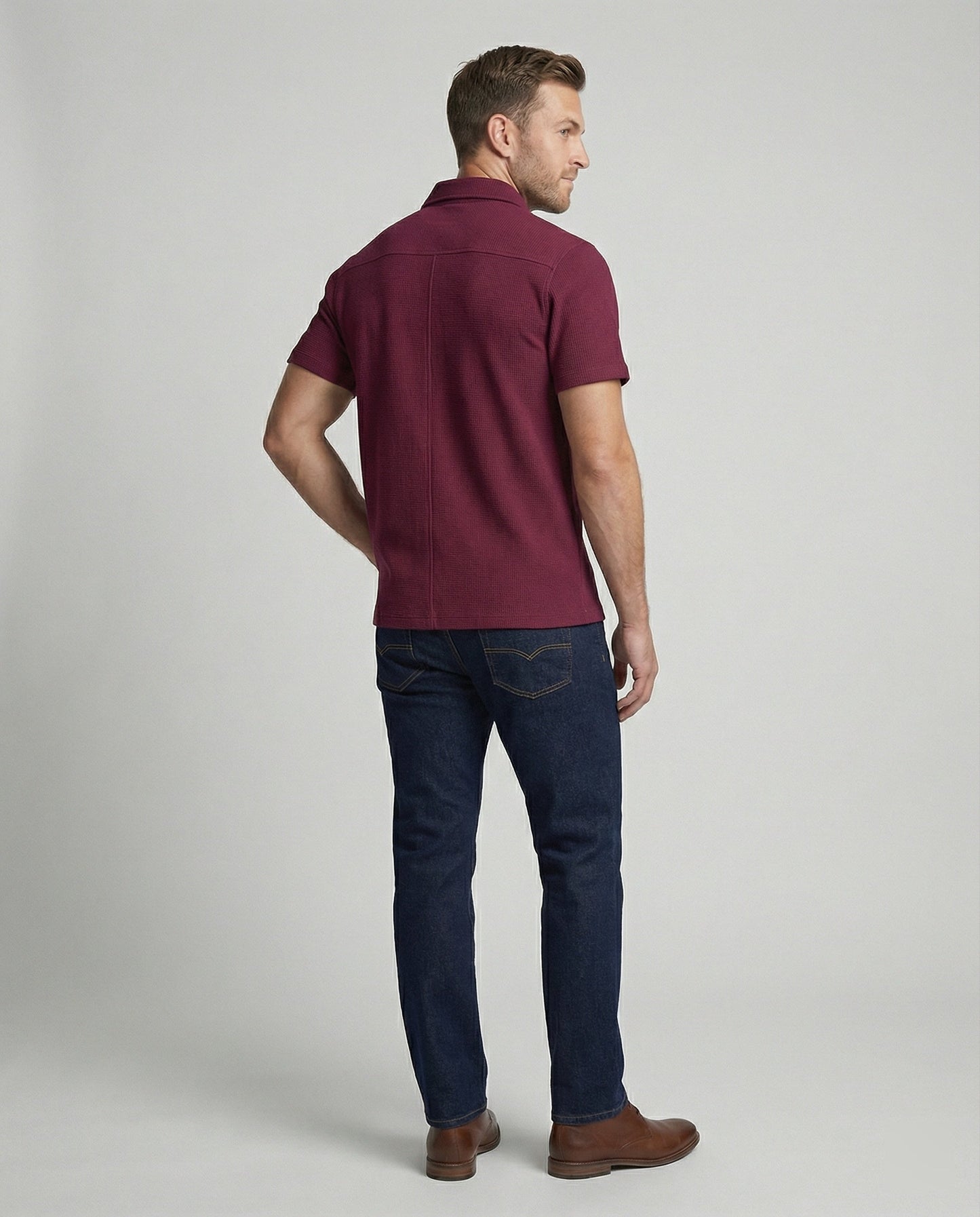 Herren Kurzarmhemd Strukturstoff Modern - Norvielle