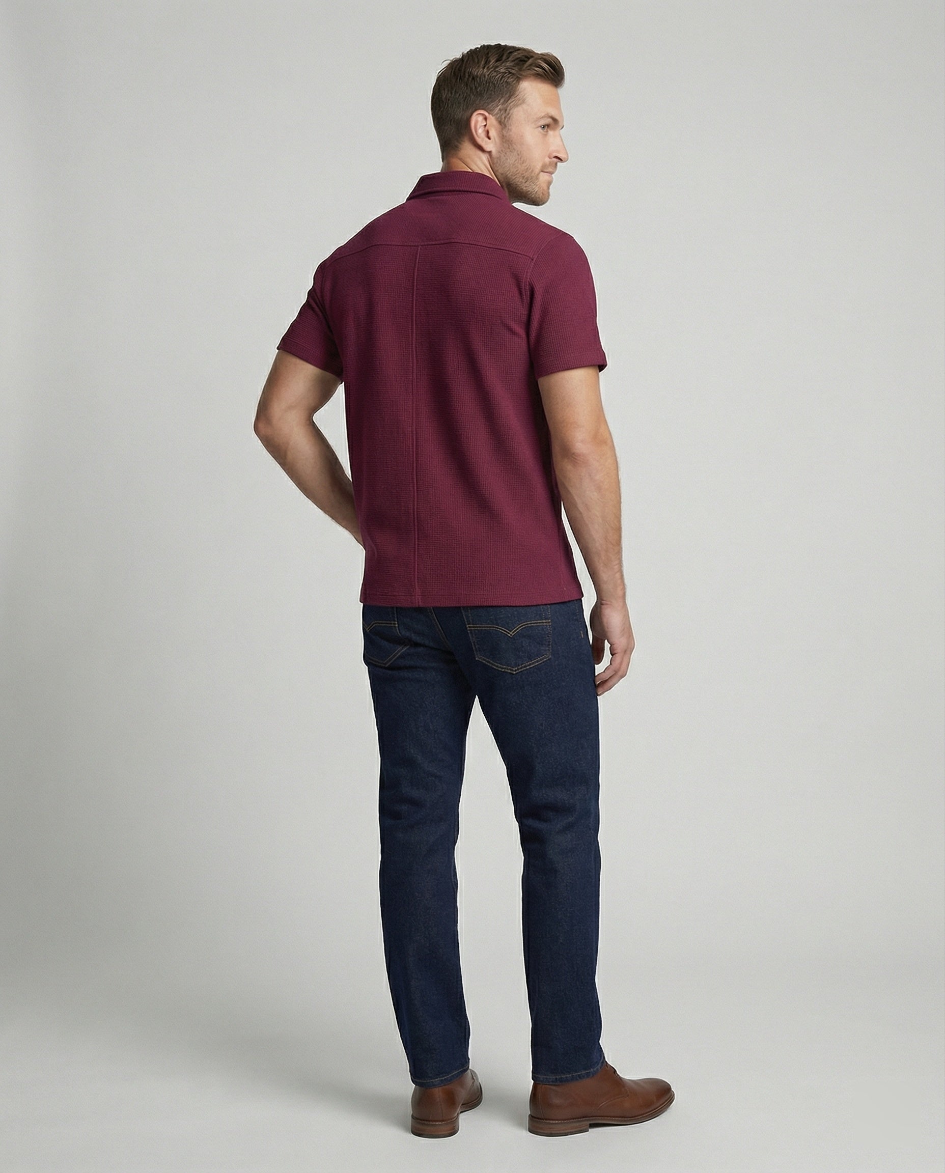 Herren Kurzarmhemd Strukturstoff Modern - Norvielle