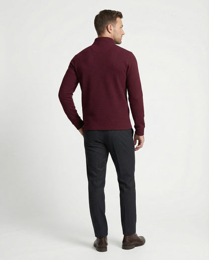 Herren Langarmshirt Stehkragen Reißverschluss Elegant