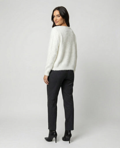 Damen Strickjacke Flauschig Perlen Verzierung