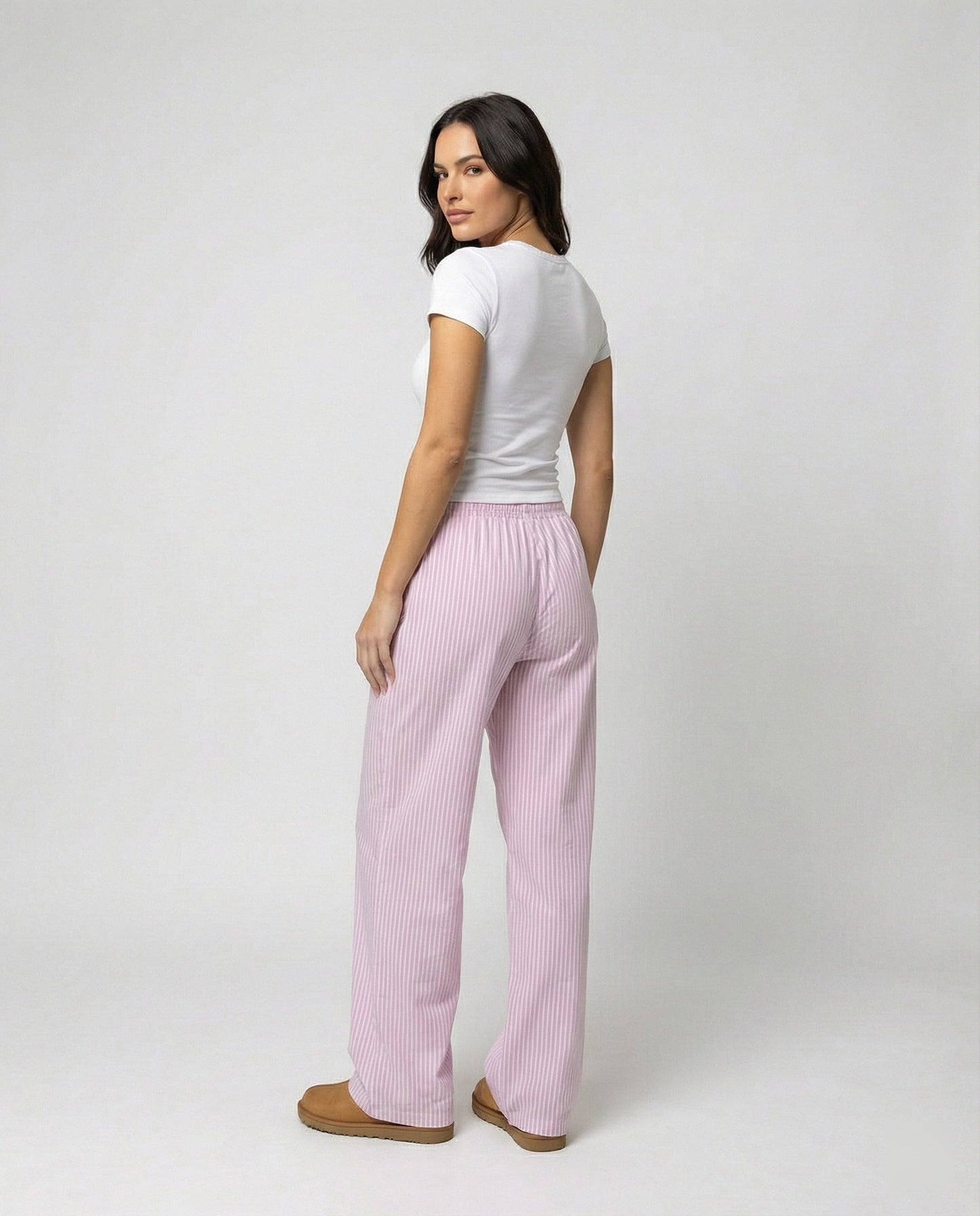 Damen Schlafhose Bequem Baumwolle Kordelzug