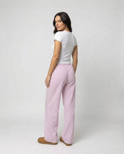 Damen Schlafhose Bequem Baumwolle Kordelzug