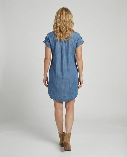 Damen Jeanskleid Reißverschluss Modern