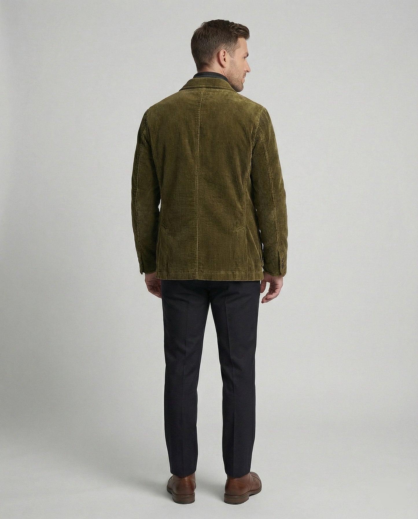 Herren Cordjacke Reißverschluss Vieltaschen Modern Braun