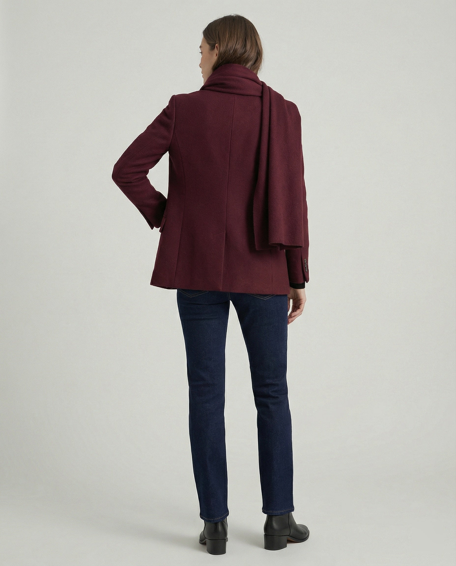 Damen Blazer Elegante Jacke Mit Schal Schwarz - Norvielle