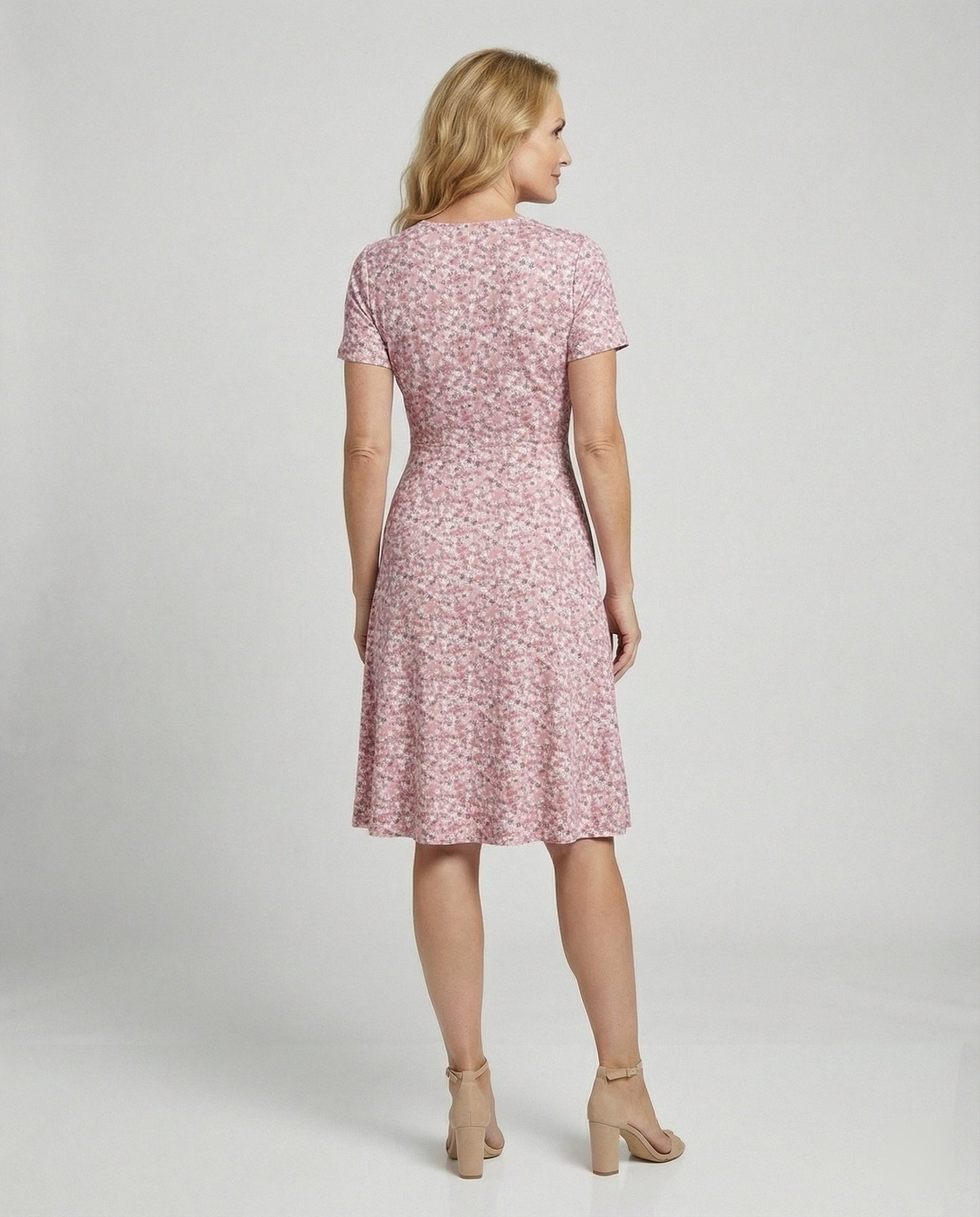 Damen Wickelkleid Kurzärmelig Blumenmuster Sommerkleid