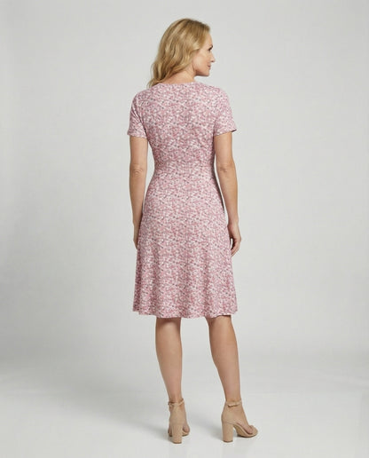 Damen Wickelkleid Kurzärmelig Blumenmuster Sommerkleid