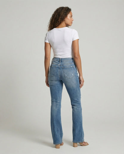 Damen Jeans Bootcut Vintage Stil Blau - Norvielle