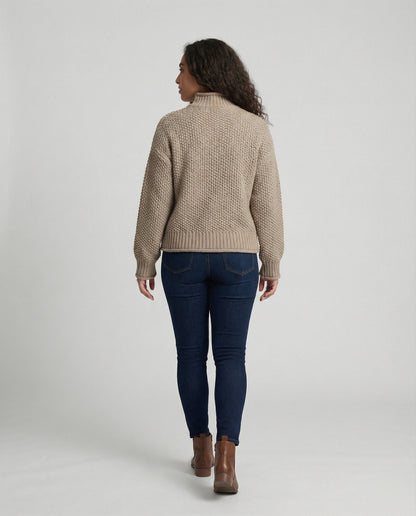 Damen Strickpullover Kuschelig Weite Ärmel Hochkragen