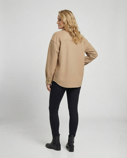 Damen Oversized Bluse mit Knopf Detail Großzügig