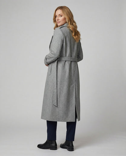 Damen Eleganter Langcoat Überwurf mit Doppelknoten