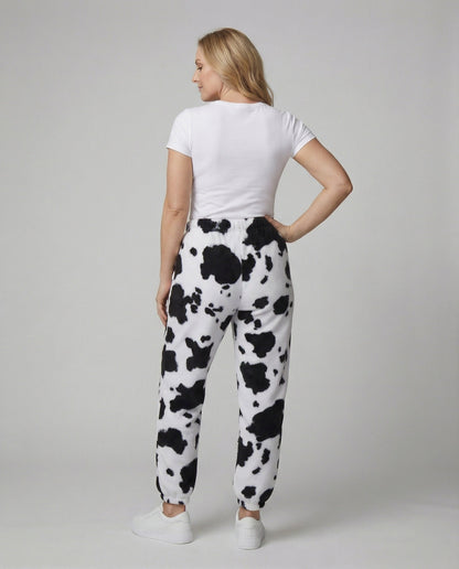 Damenhose Cowprint Elastisch Mit Bund Und Bündchen