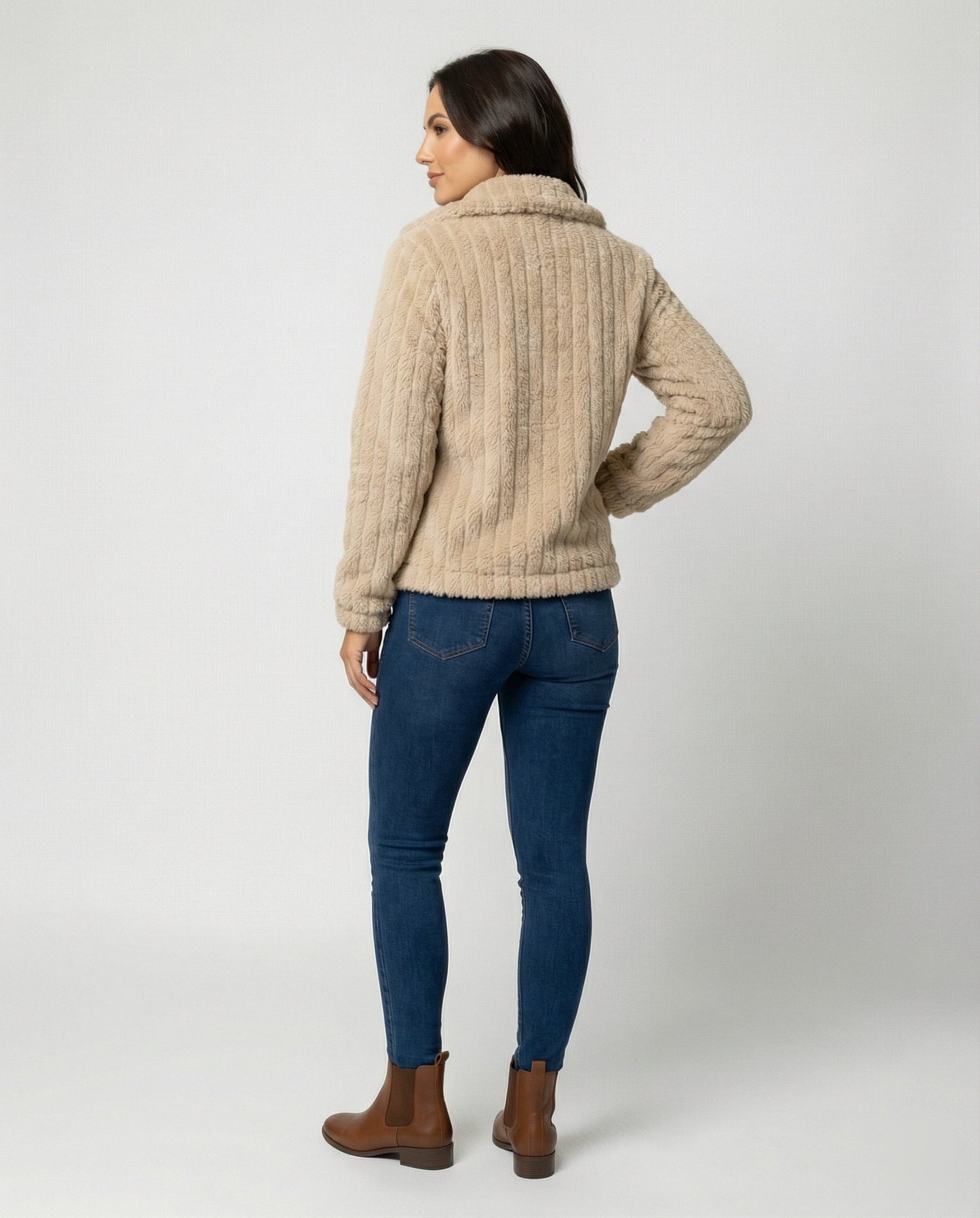 Damen Teddyjacke Stilvoll Mit Kragen Modern