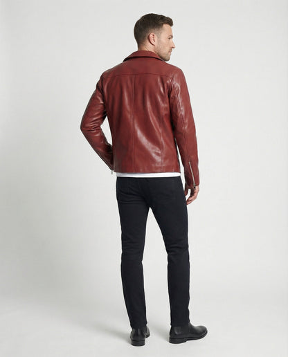 Lederjacke Herren Biker Style Mit Nieten