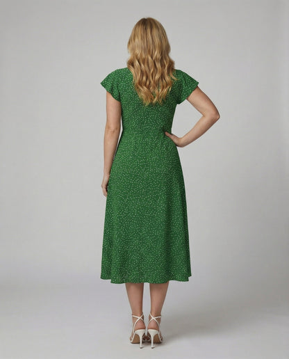 Damen Langarmkleid mit Knöpfen und Puffärmeln Elegant