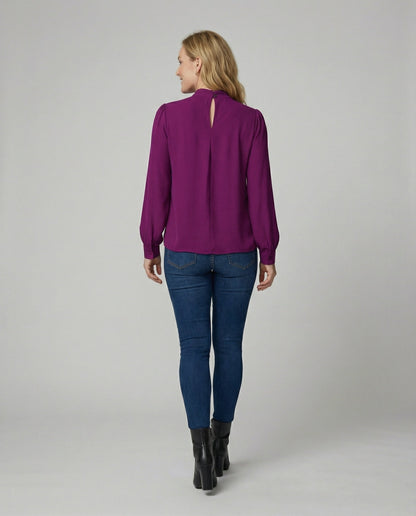 Damen Elegante Stehkragenbluse aus Spitze e Spitze