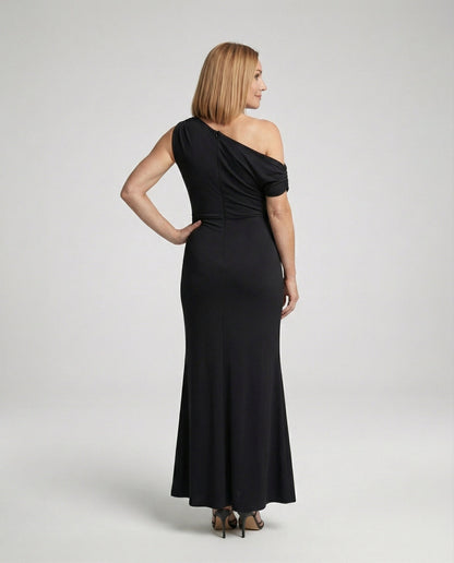 Elegantes Damen Abendkleid Figurbetont Asymmetrisch Lang