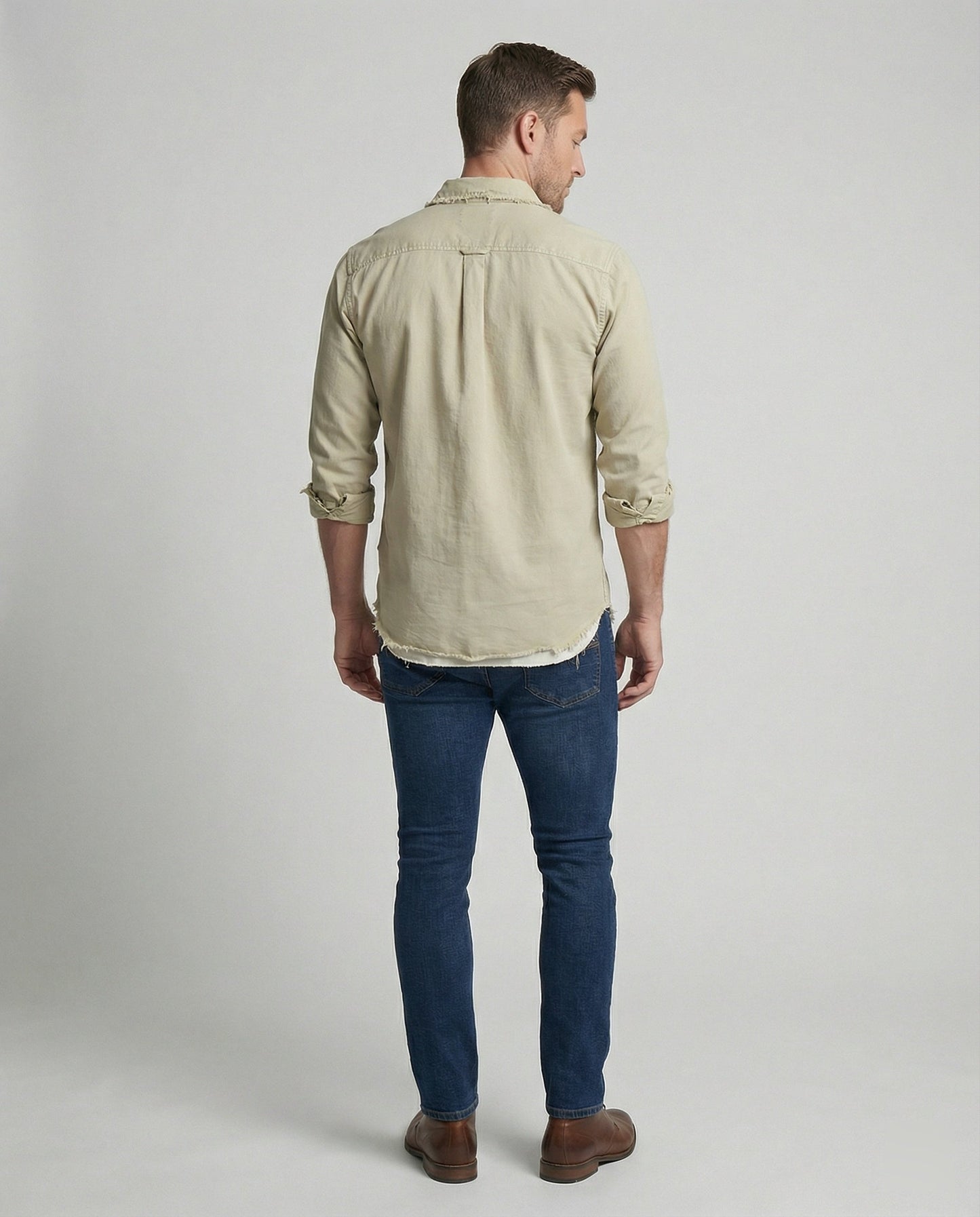 Herren Hemd Längsärmelig Asymmetrisch Modern